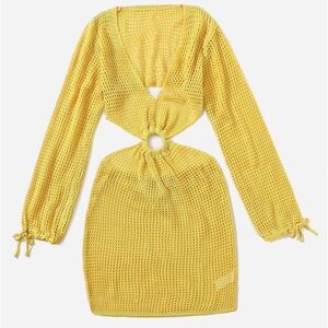 Yellow Crochet Cutout Dress